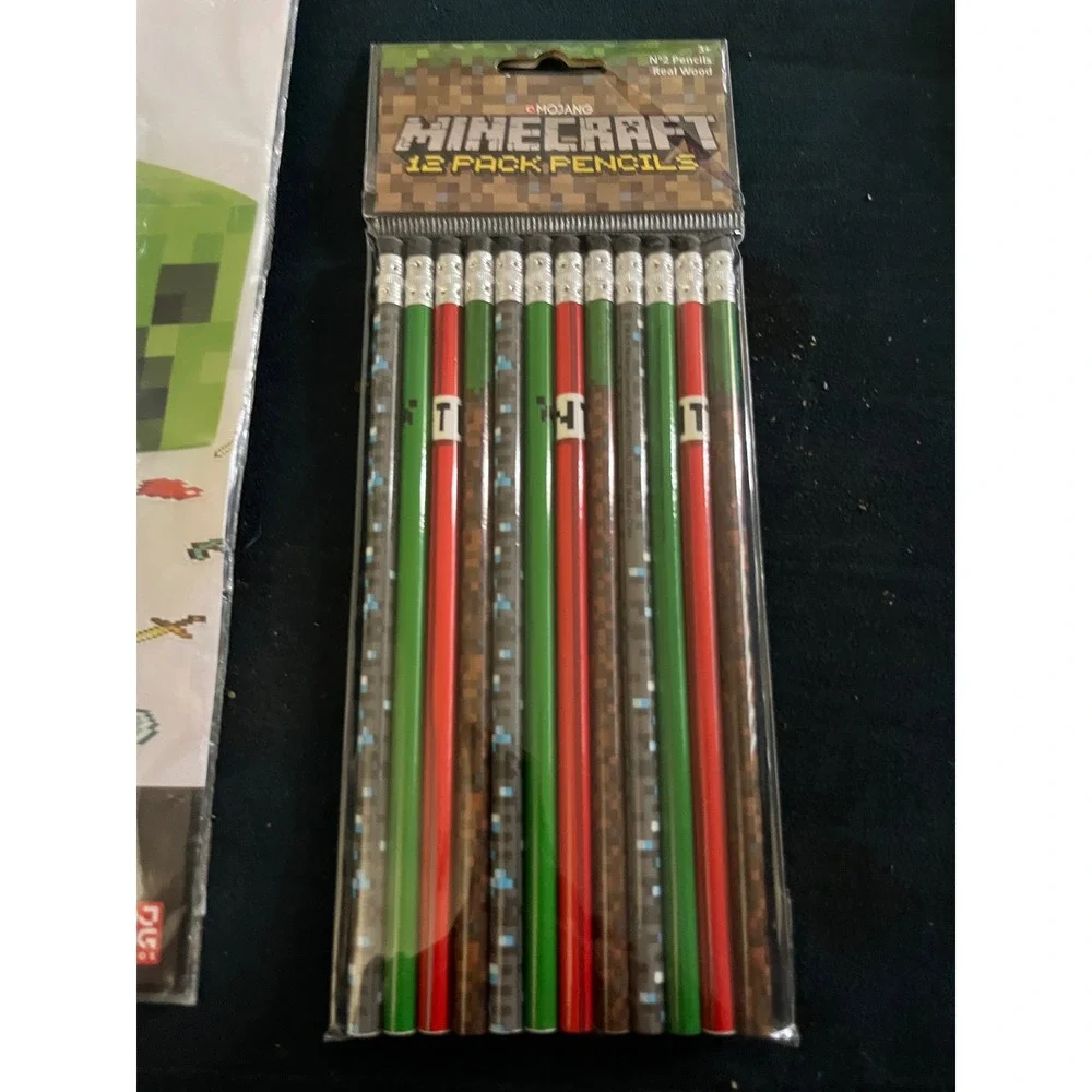 Minecraft Party Supplies Bundle Table Decorating Kit 48pc Favor Pack 12 Pencils